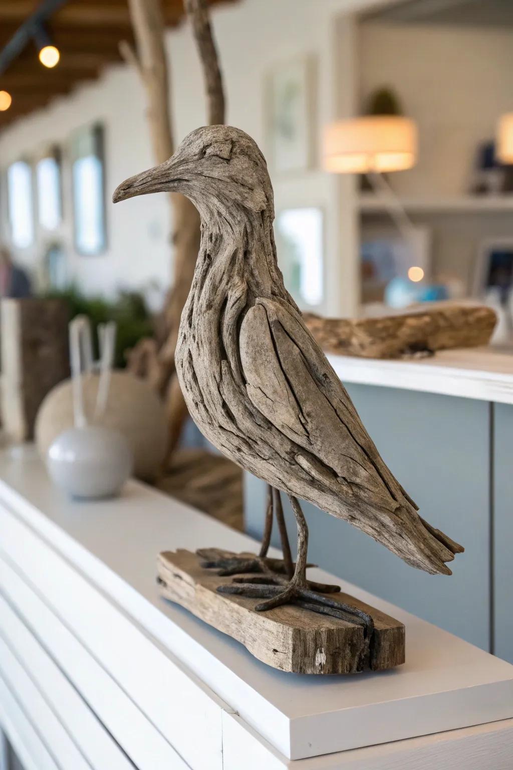 Shorewood sculptures contribute an artistic panache to your decor.