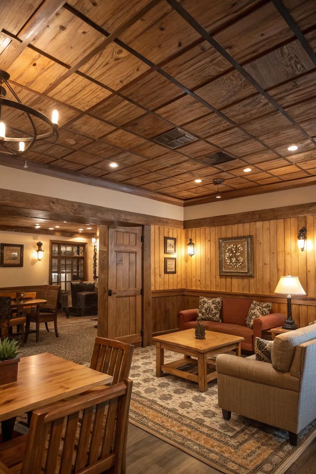 Country-style charm using timber board drop ceilings.