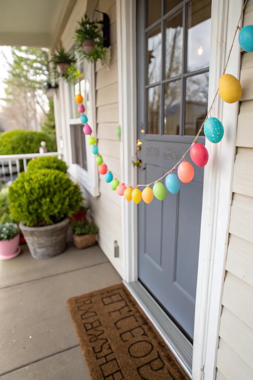 A radiant Easter egg string contributes a festive accent to the facade.