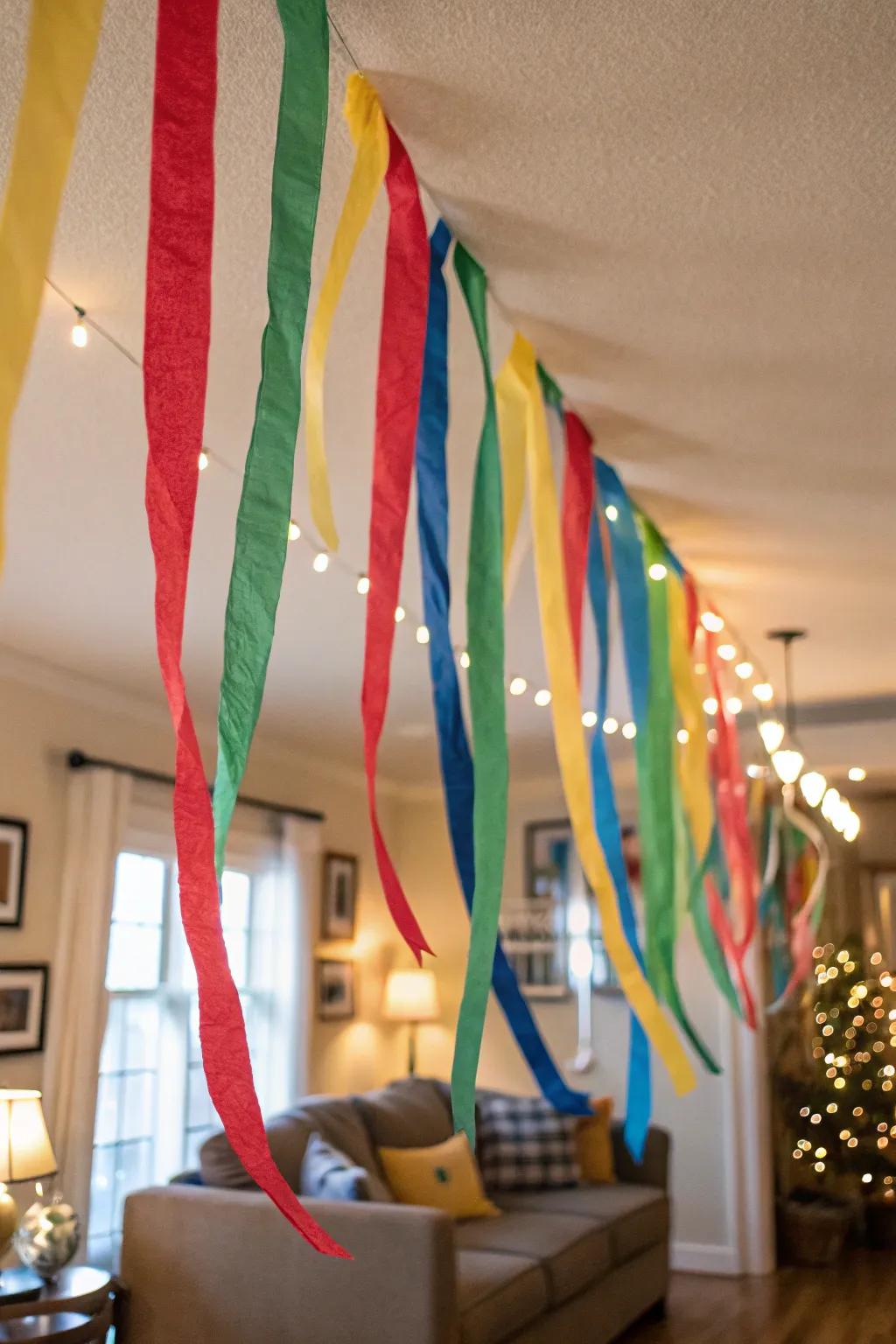Create a festive setting using dangling ribbons.