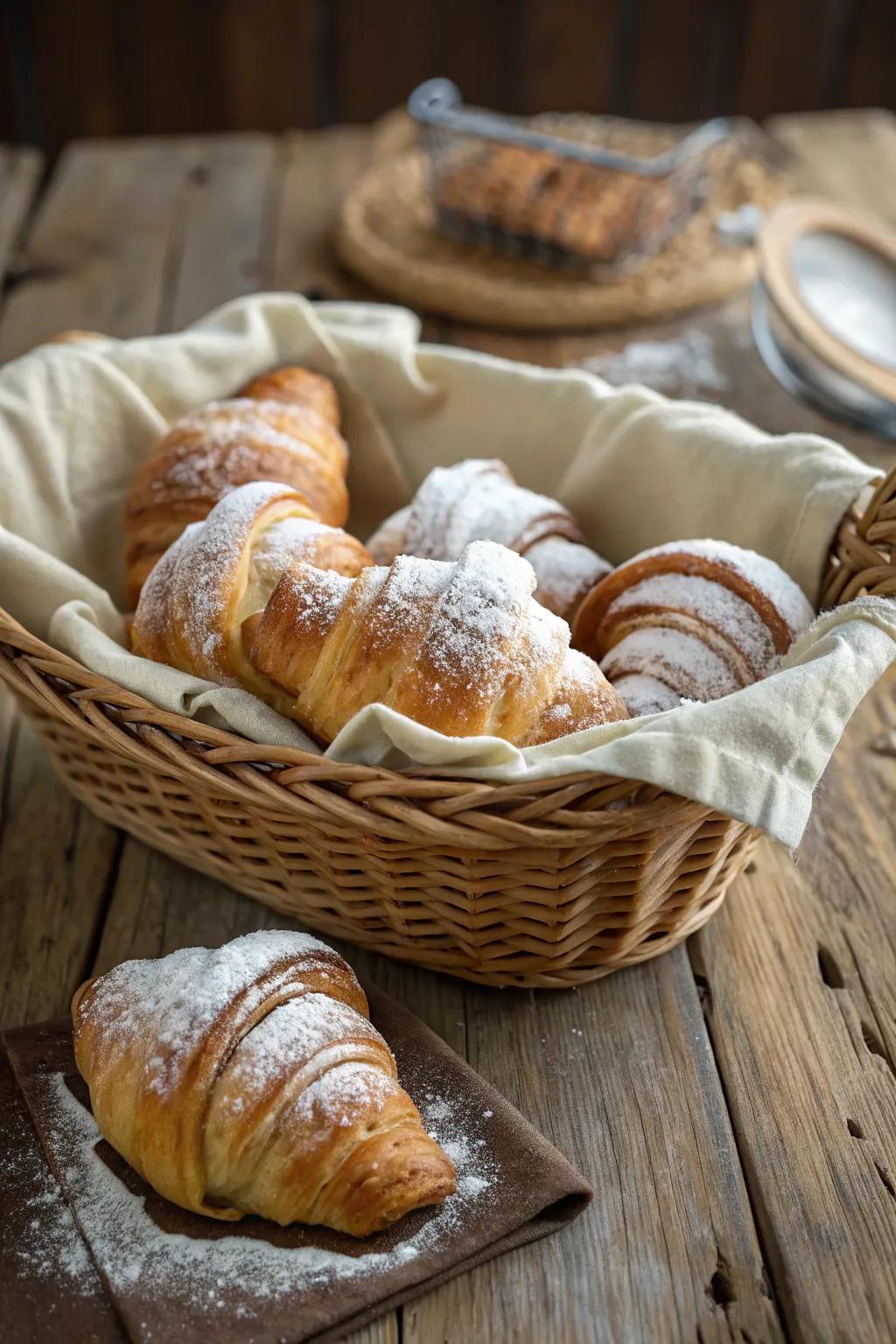 Oven-fresh croissants ready to grace your brunch table.