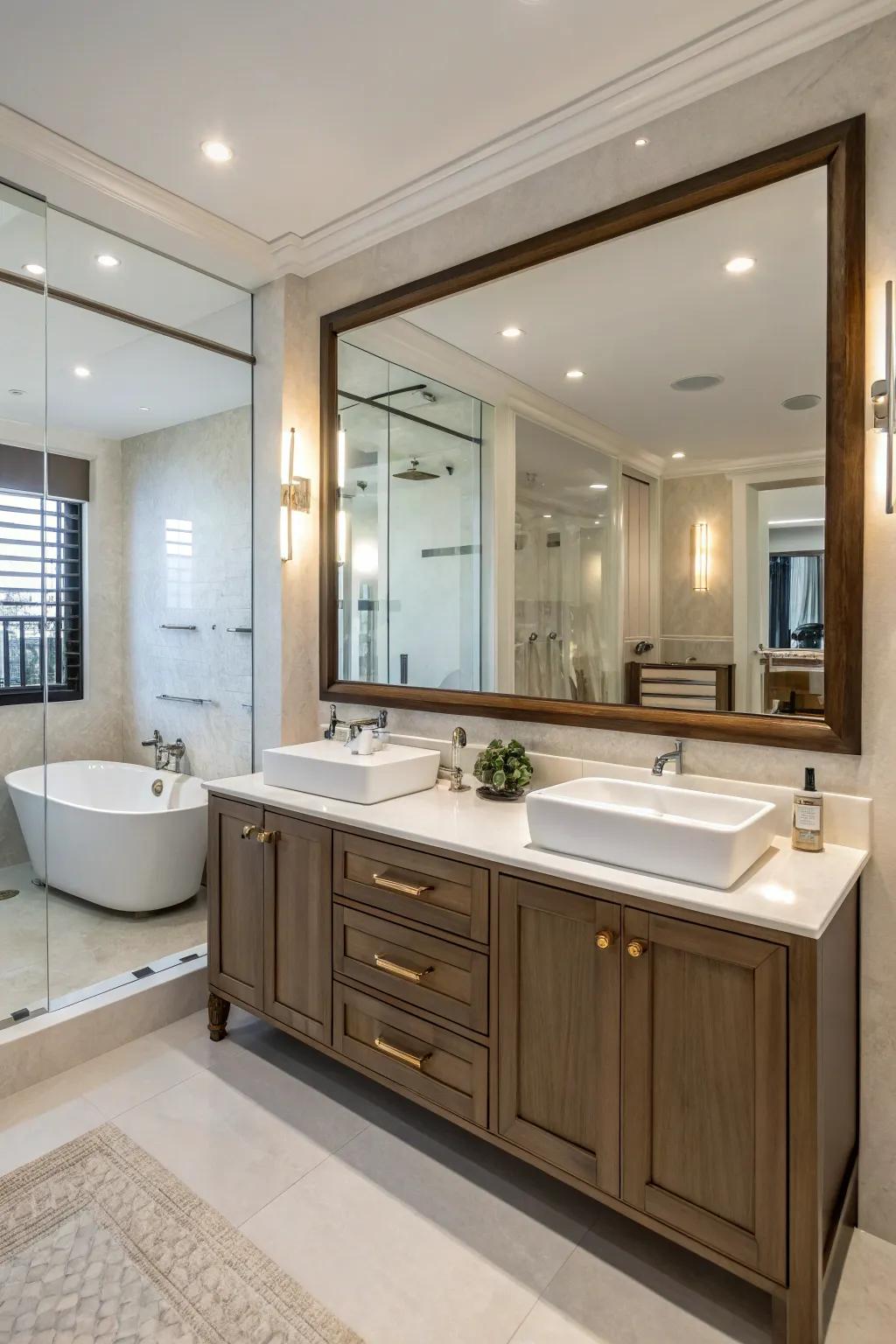 Double vanities boost both usefulness and a hint of extravagance.