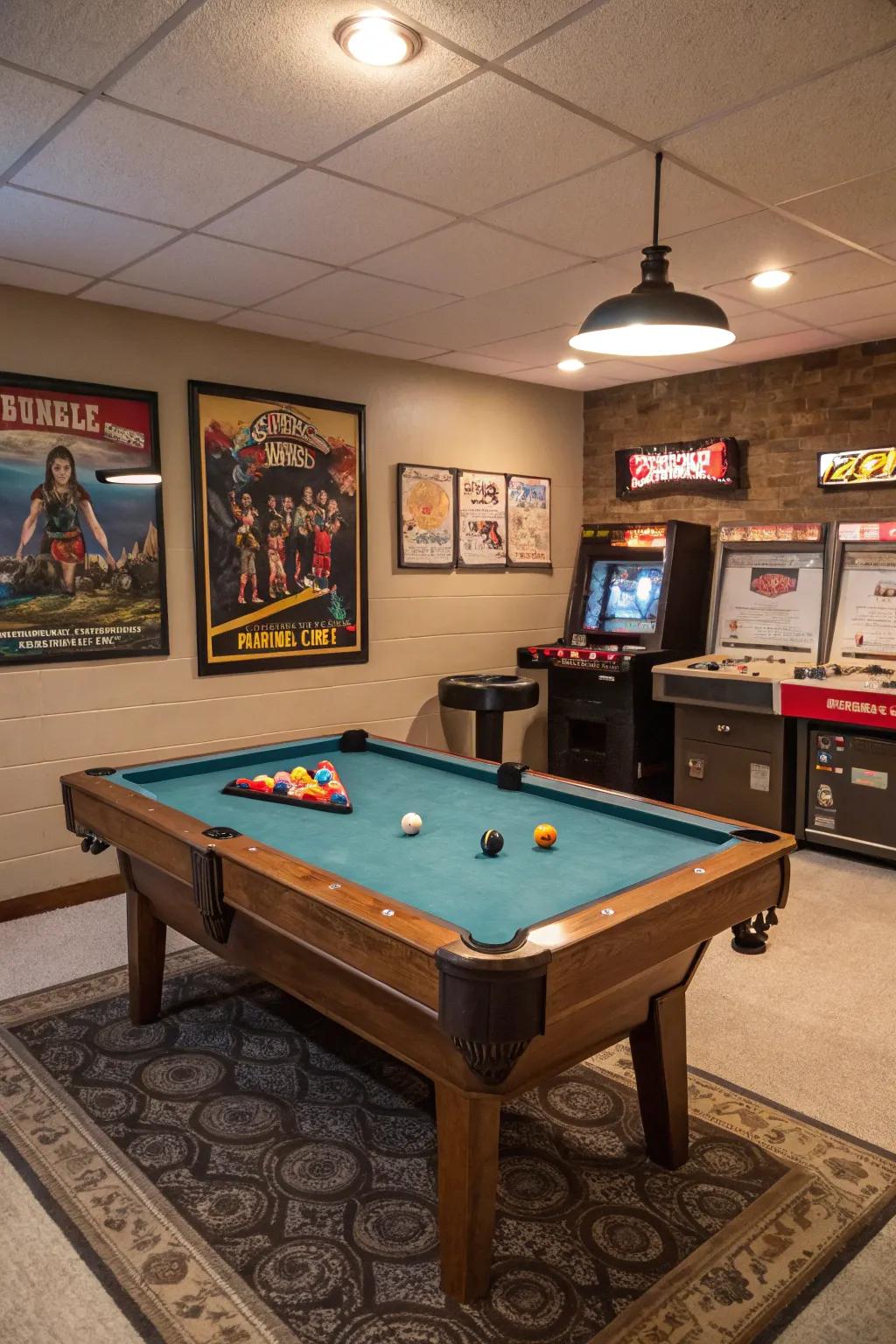 Revive the fun with a traditional game room arrangement.