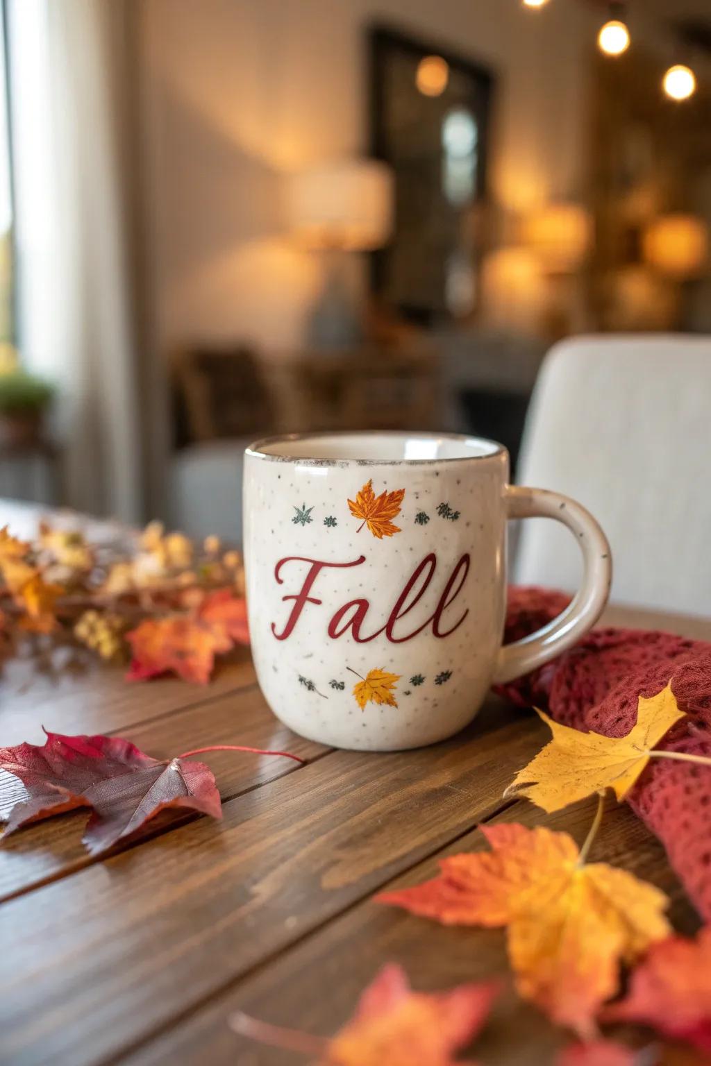 Mug displaying an inspiring fall quote.