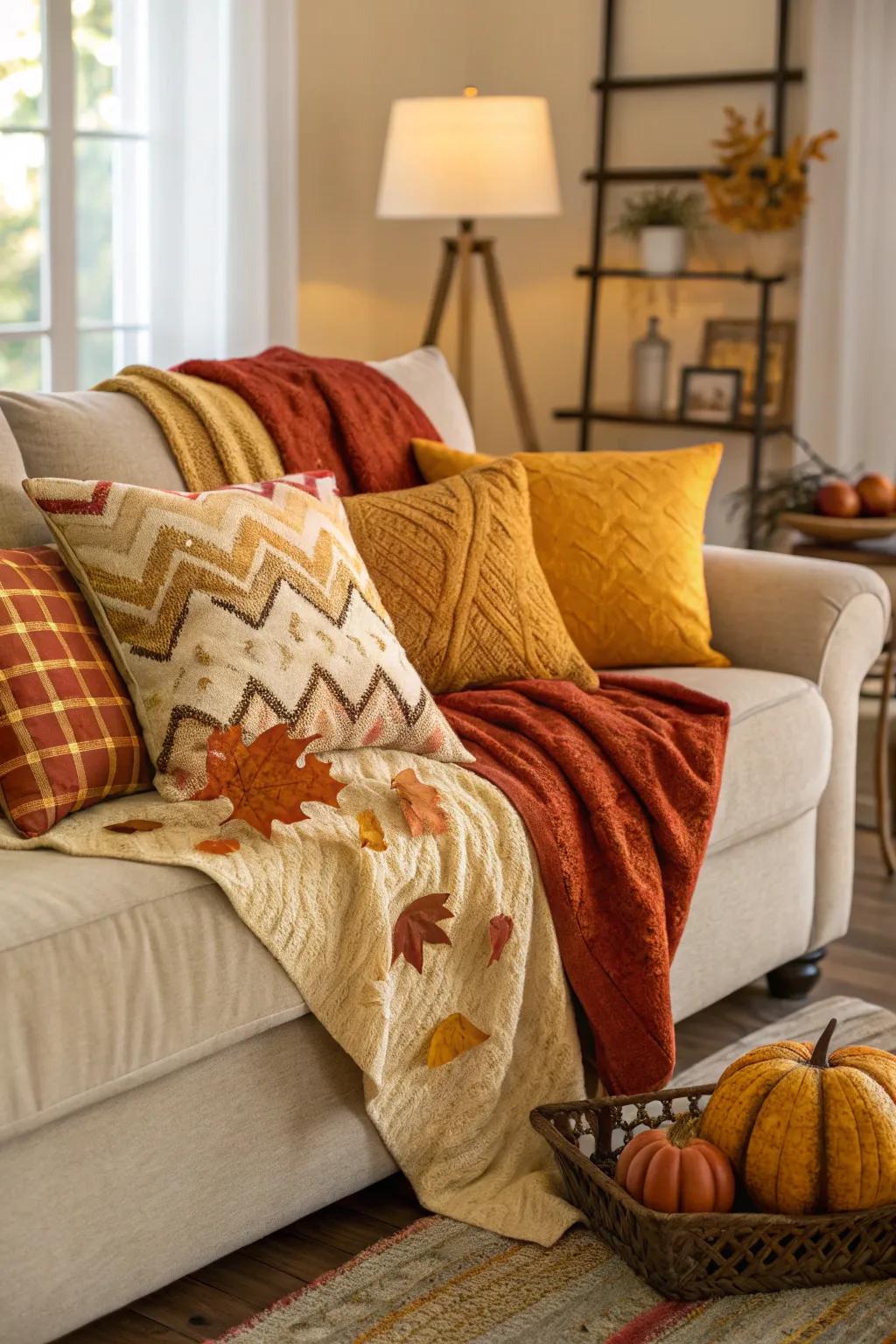 Layering textiles presents a straightforward approach to enriching the cozy atmosphere of your living area.