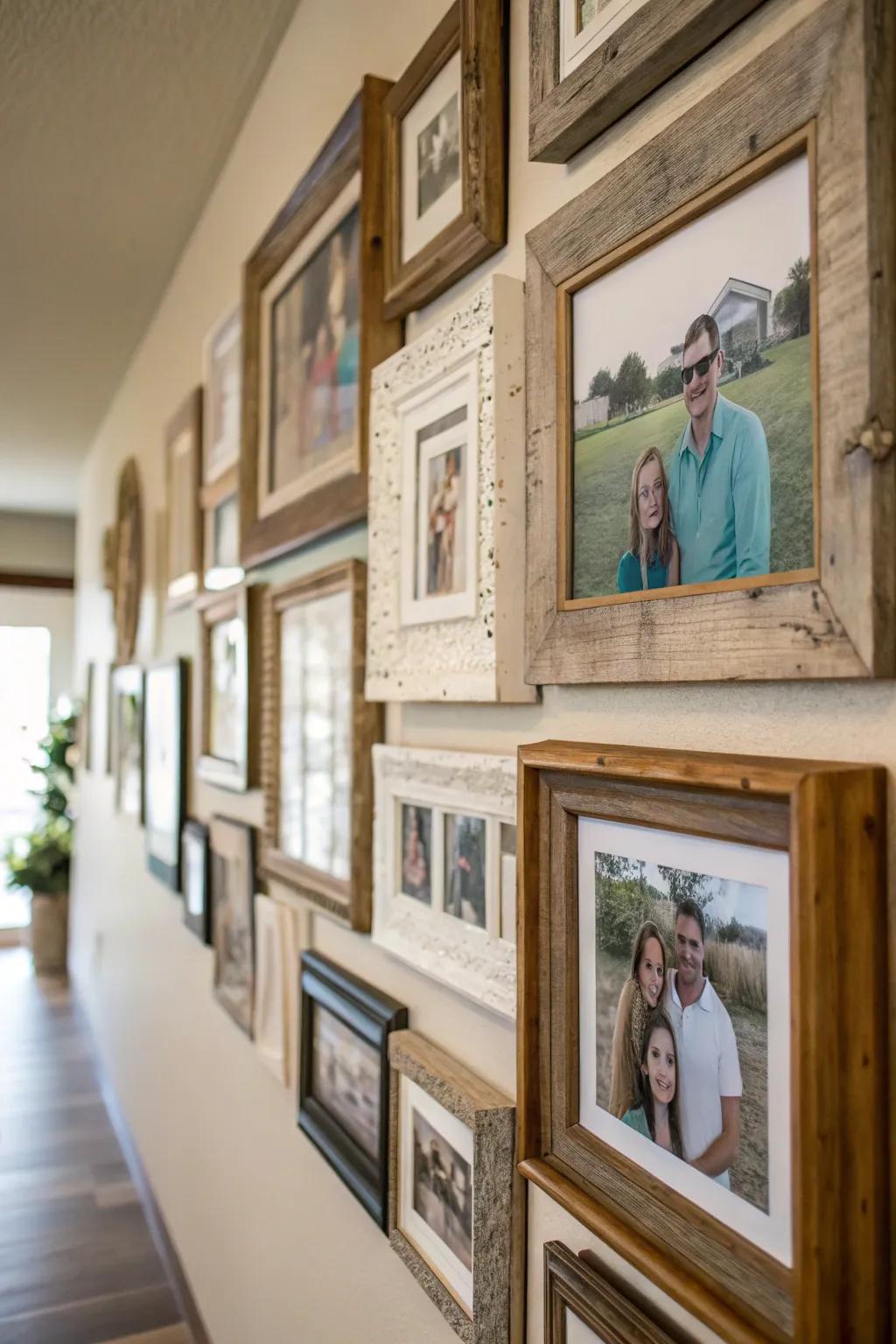 Eclectic mix of holder designs on a photo display.