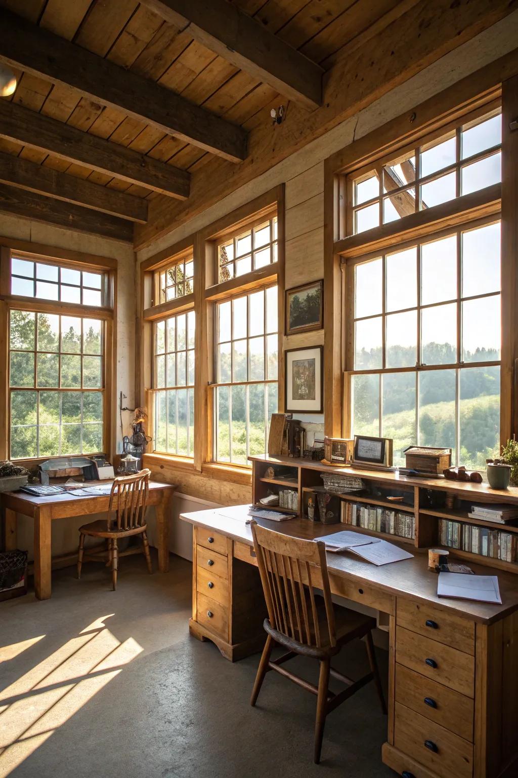 A sunlit farm office that motivates performance.