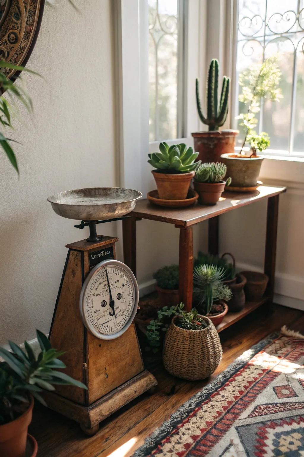 A classic balance decorated with lush greenery for a revitalizing hint.