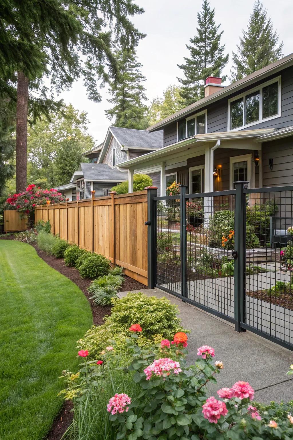 Mixed materials bring texture and intrigue to your fence.