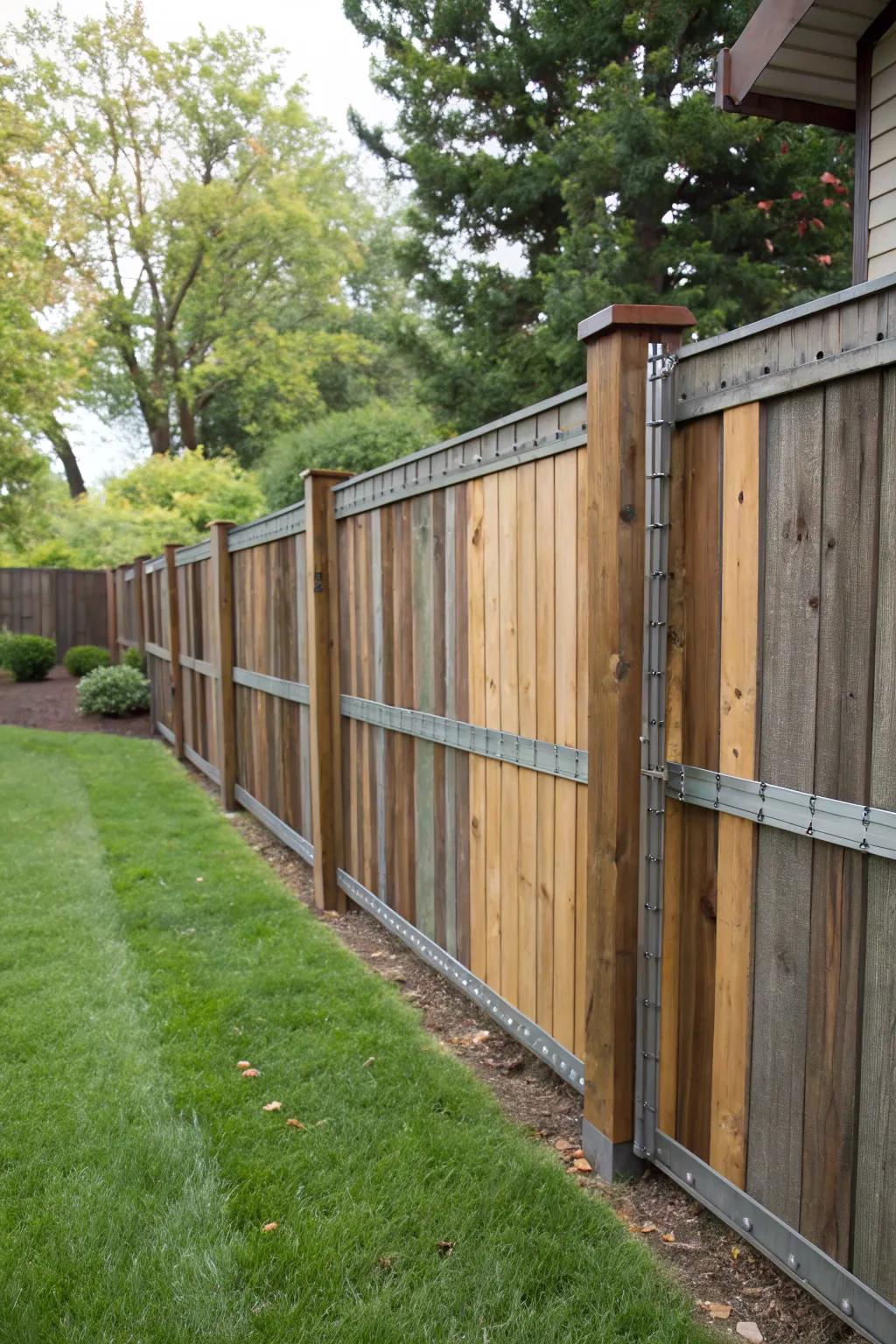 The ideal combination of timber and metal for a modern fence design.
