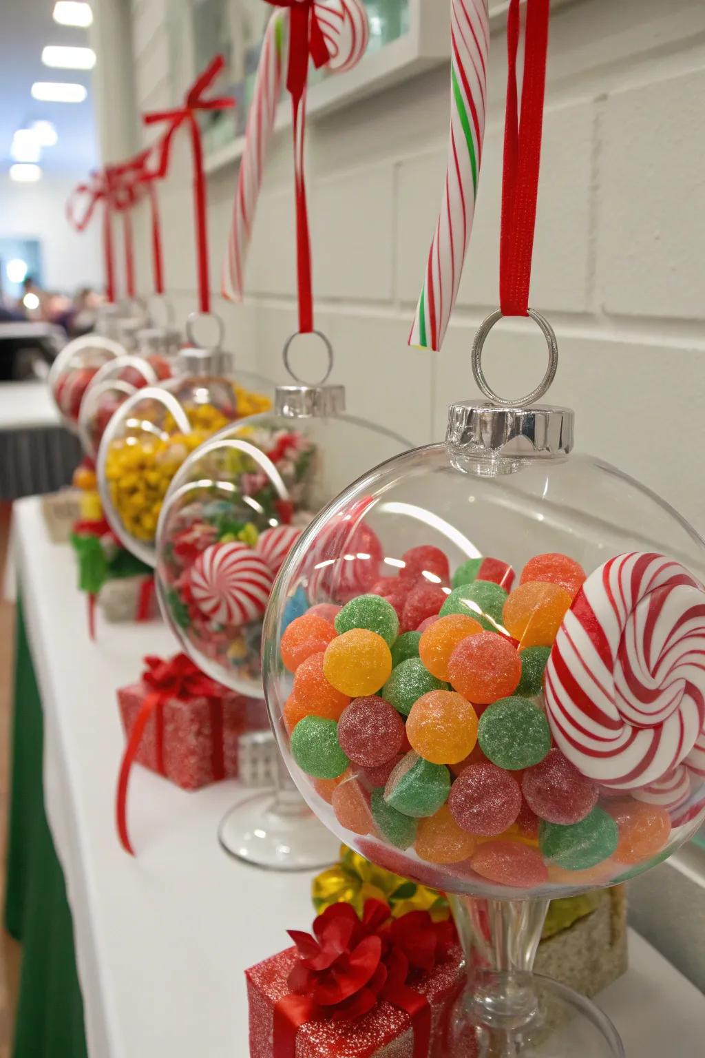 Ornaments packed with sweets, bringing a delightful touch to your festive trimmings.