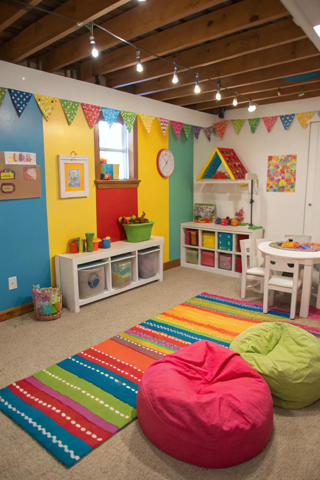 Create a fun and safe play area for children in your crawl space.
