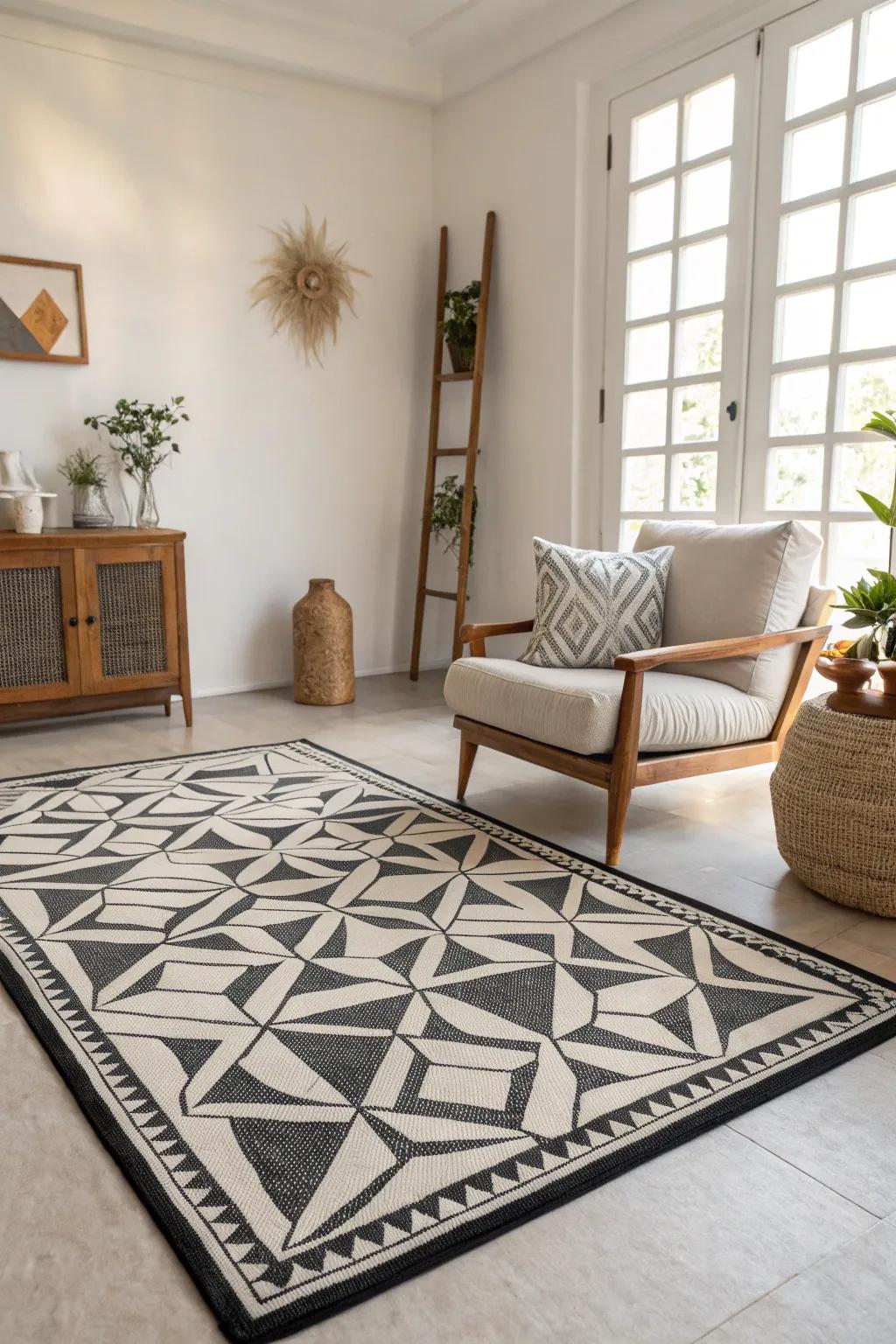 Geometric patterns have the power to turn a plain room into an engaging and lively area.