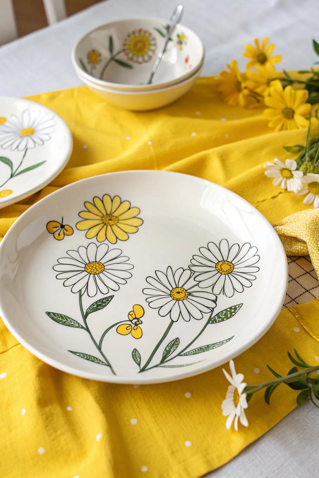 Daisies contribute a happy accent to your plate patterns.