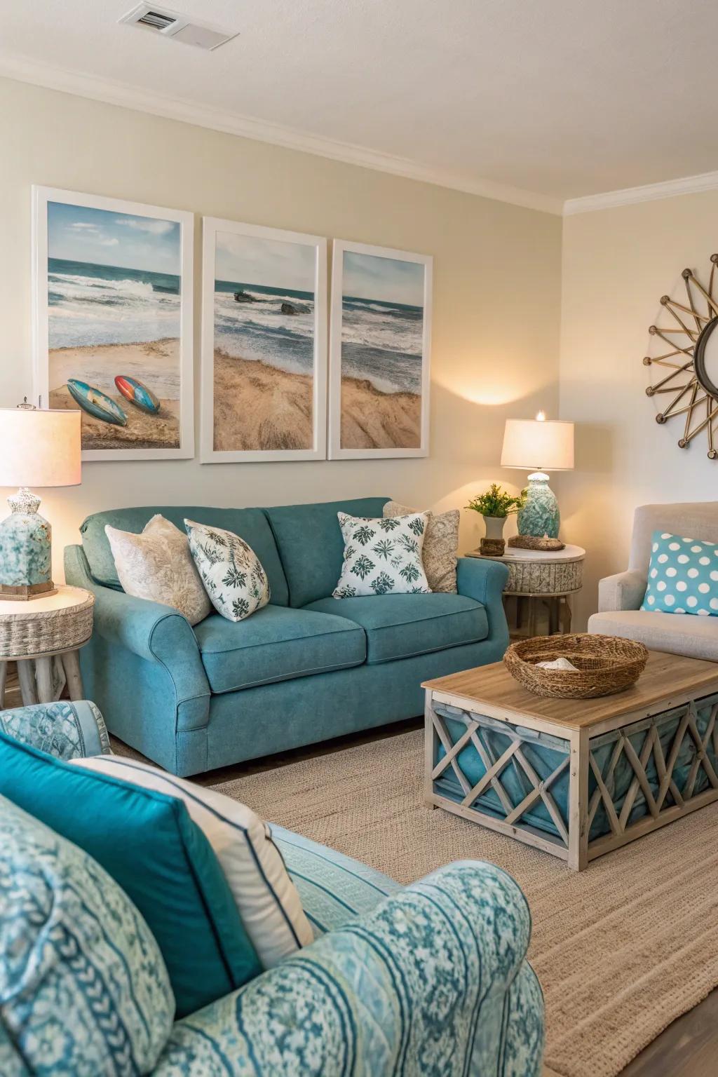 Seaside accents inject a burst of coastal appeal.