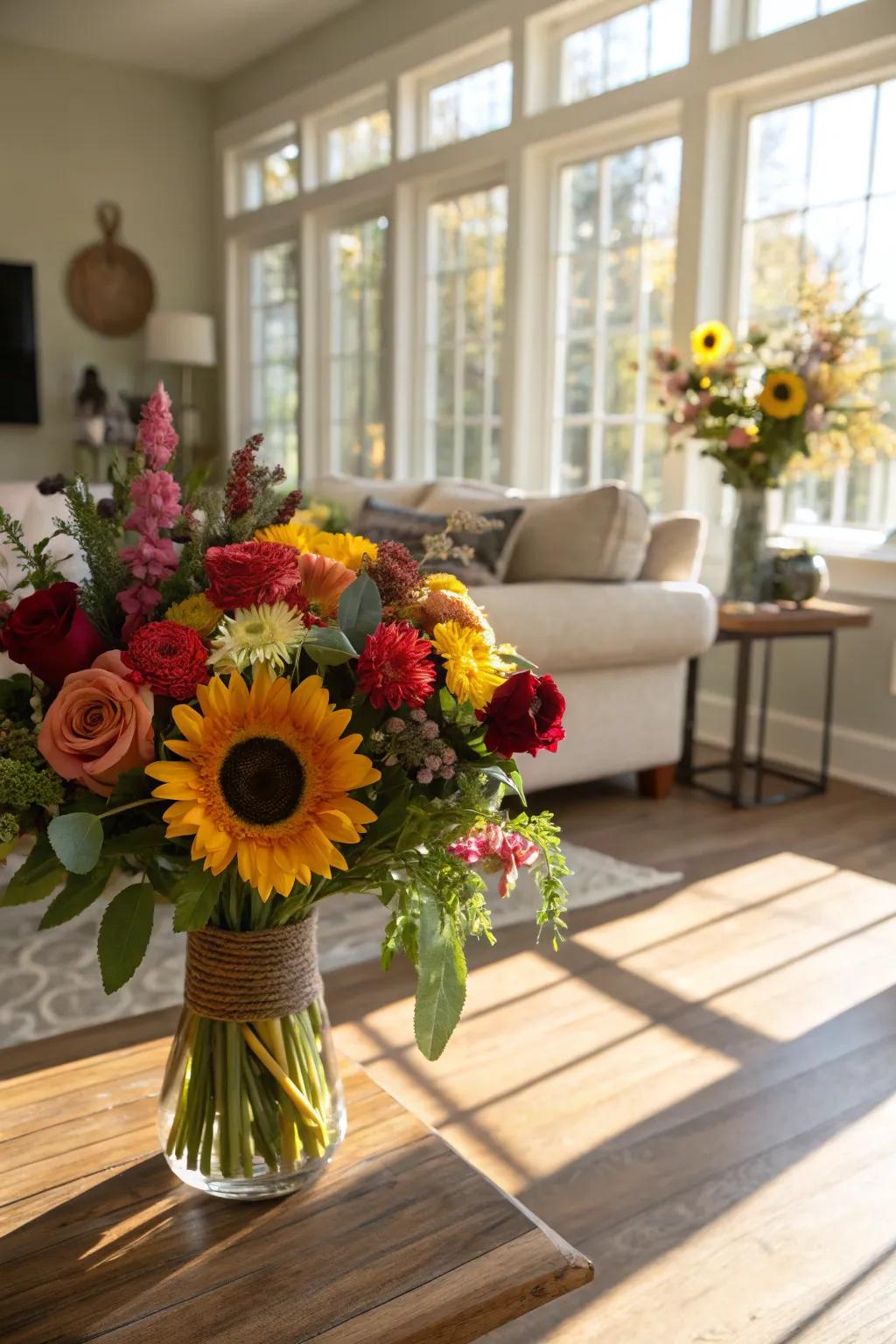 A vibrant bouquet filled with bright colors to celebrate a birthday.
