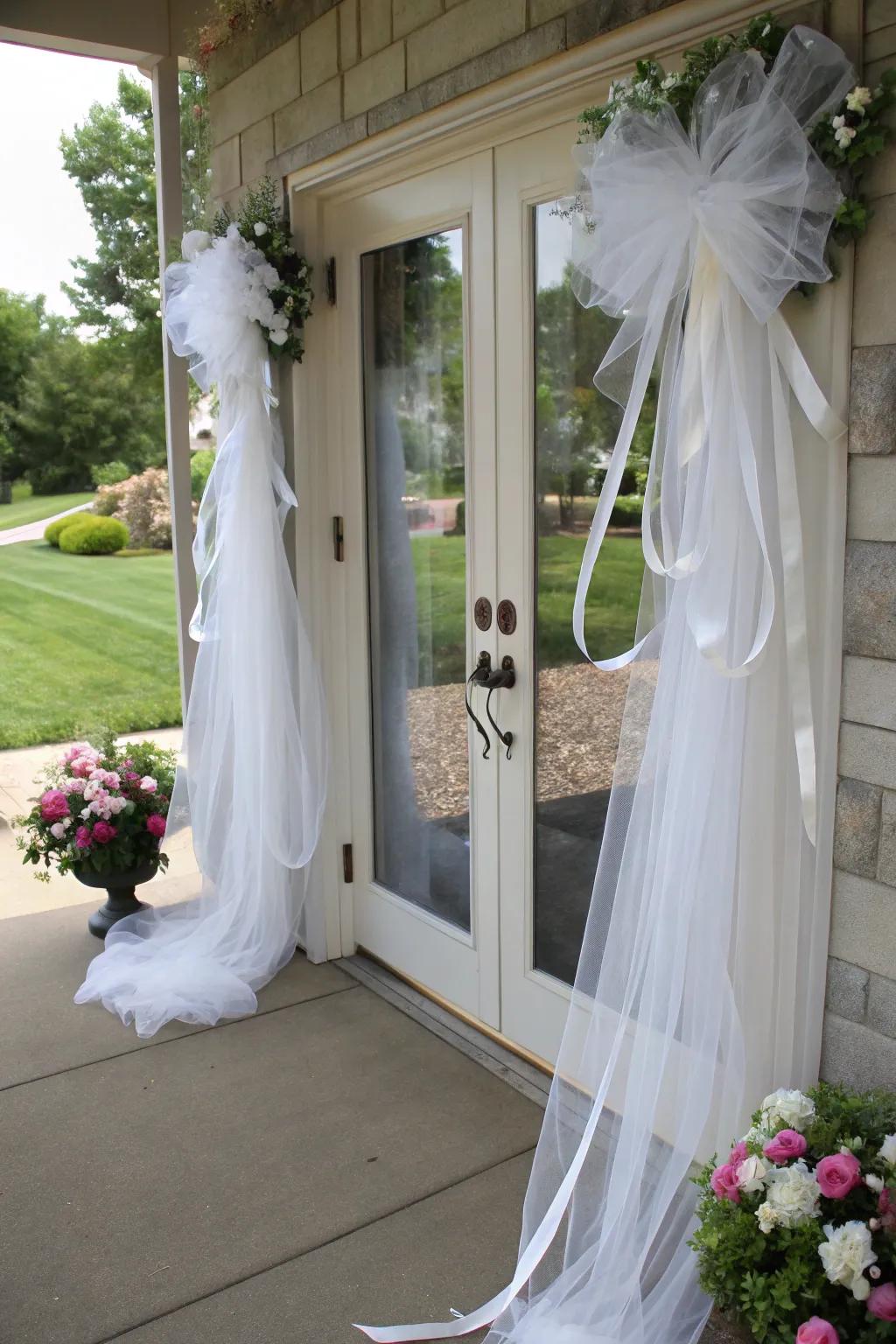 Fabric and ribbons craft a delicate, refined entry for your wedding celebration.