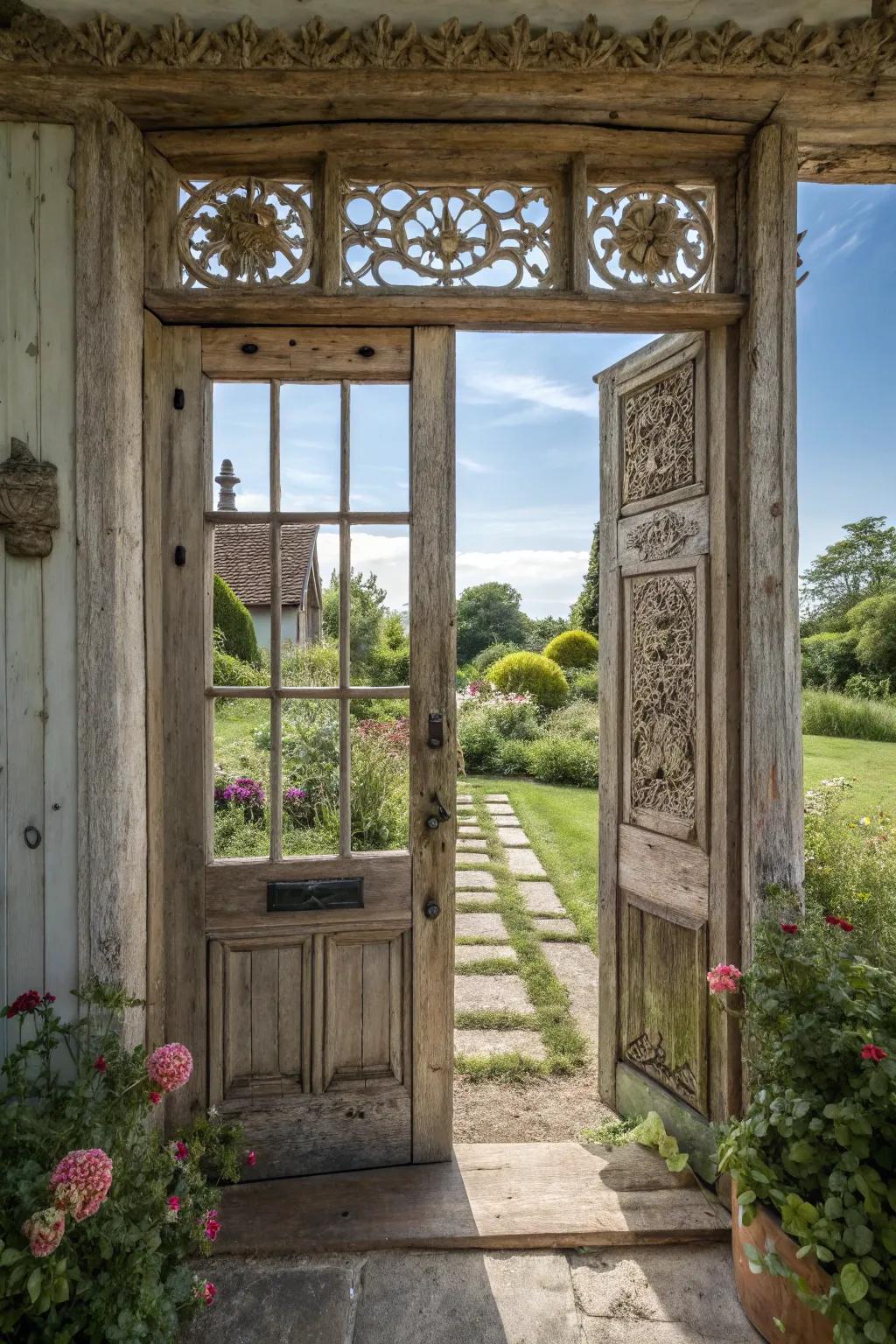 A classic wood door with a clear glass sidelight for a warm welcome.