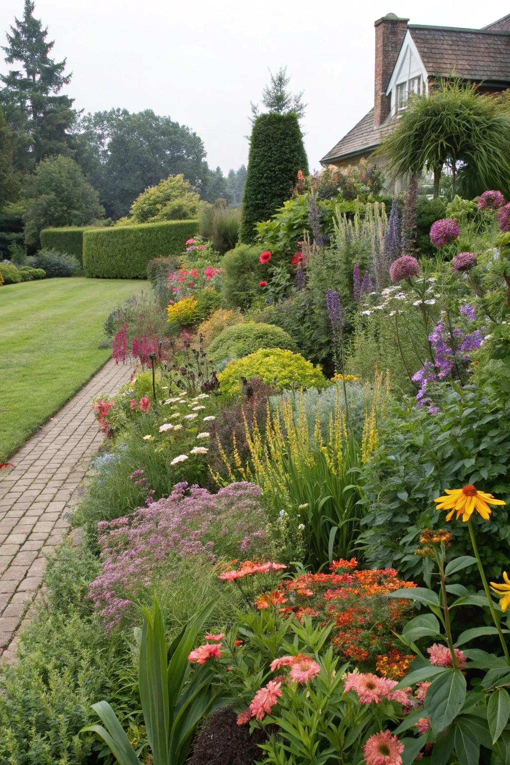 Mixing bushes and flowers can breathe life into your garden.