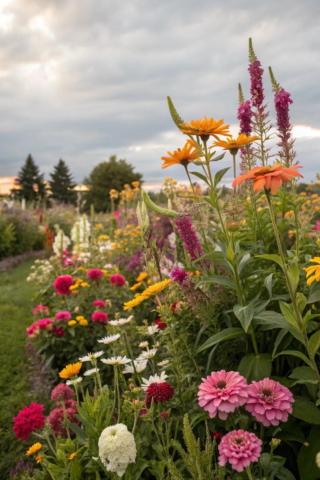 A colorful flower bed showcasing seasonal blooms.