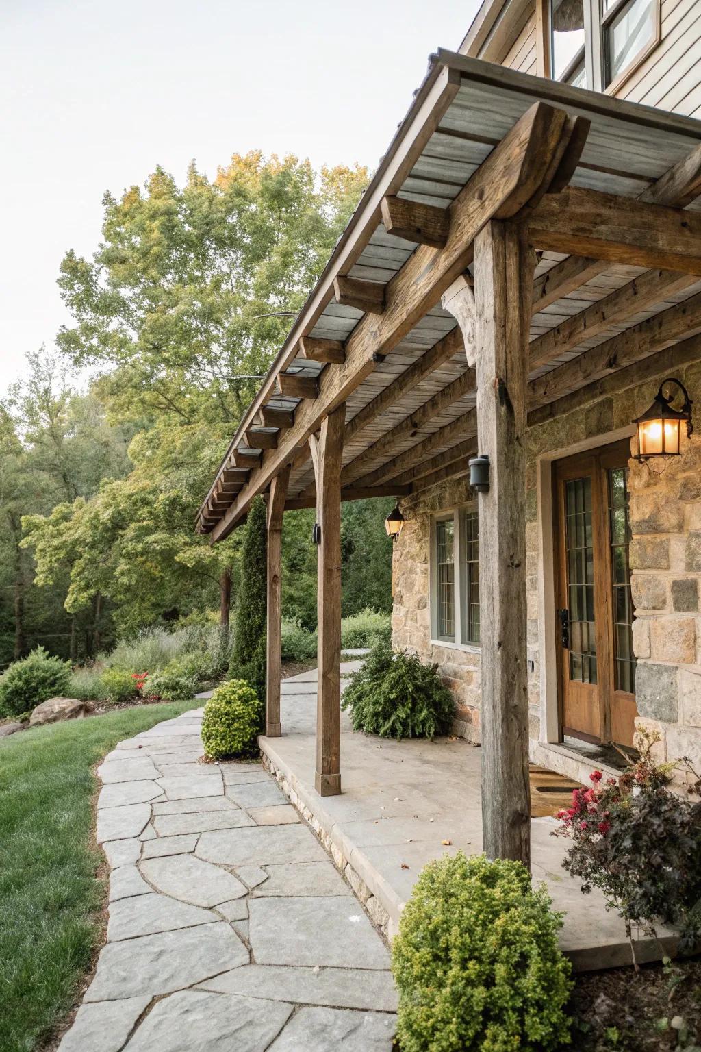 Natural wood beams bring a hint of nature to your entryway.