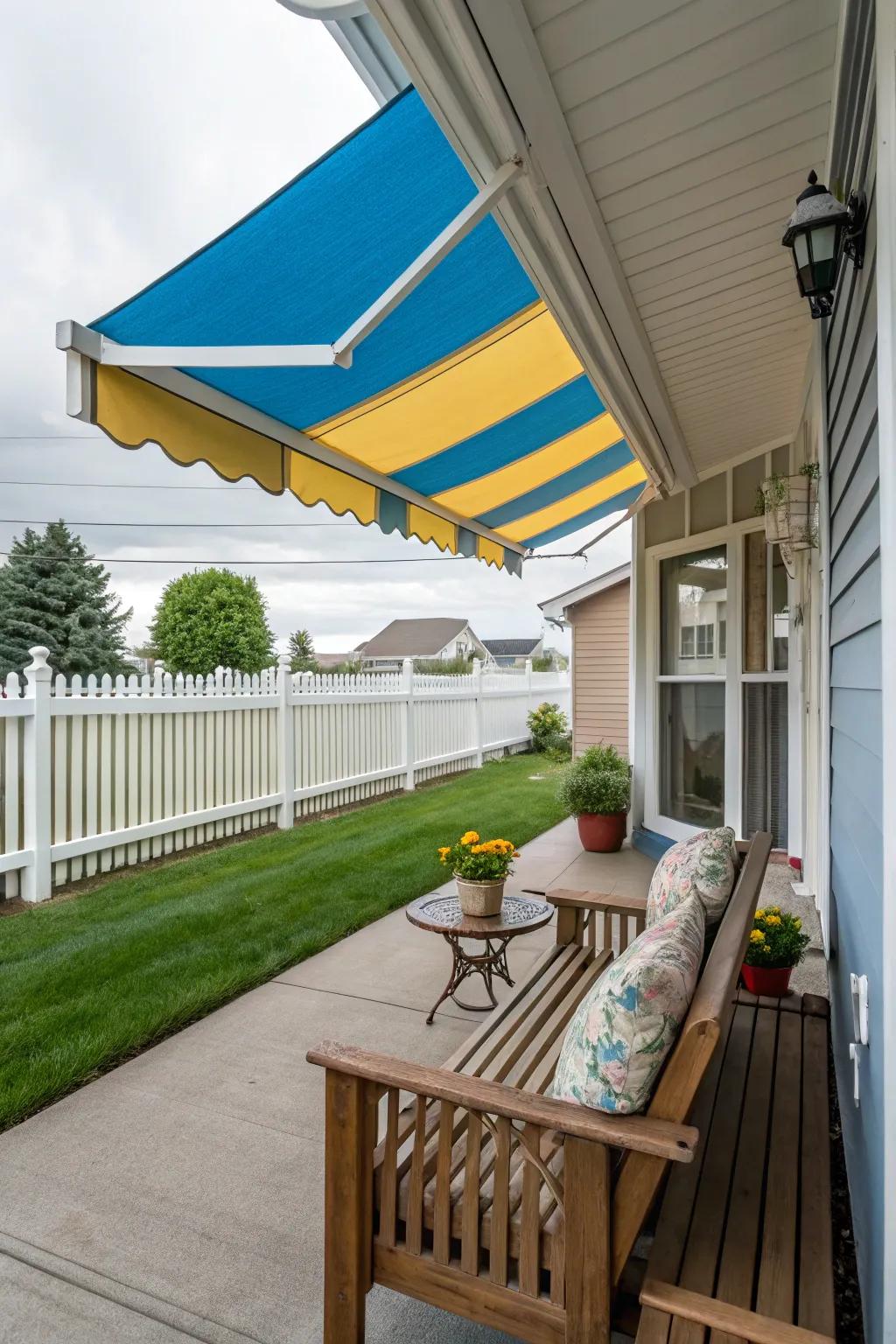 An adaptable retractable awning.