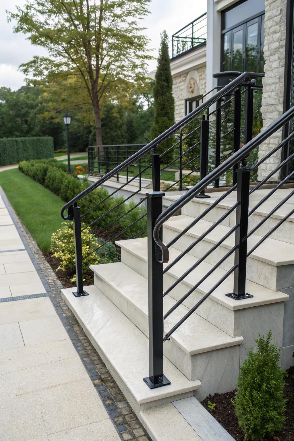Modern metal banisters bring a contemporary touch.