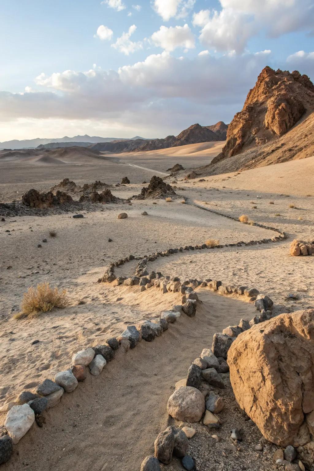 Gravel and rocks bring a touch of untamed beauty to desert scenes.