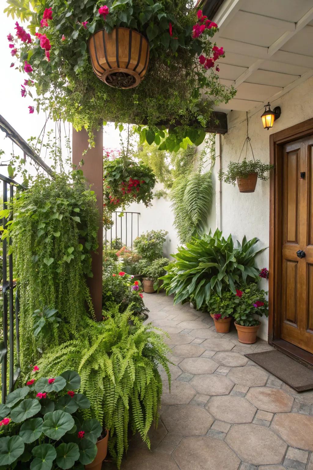 Enliven your patio with a variety of plants and flowers.