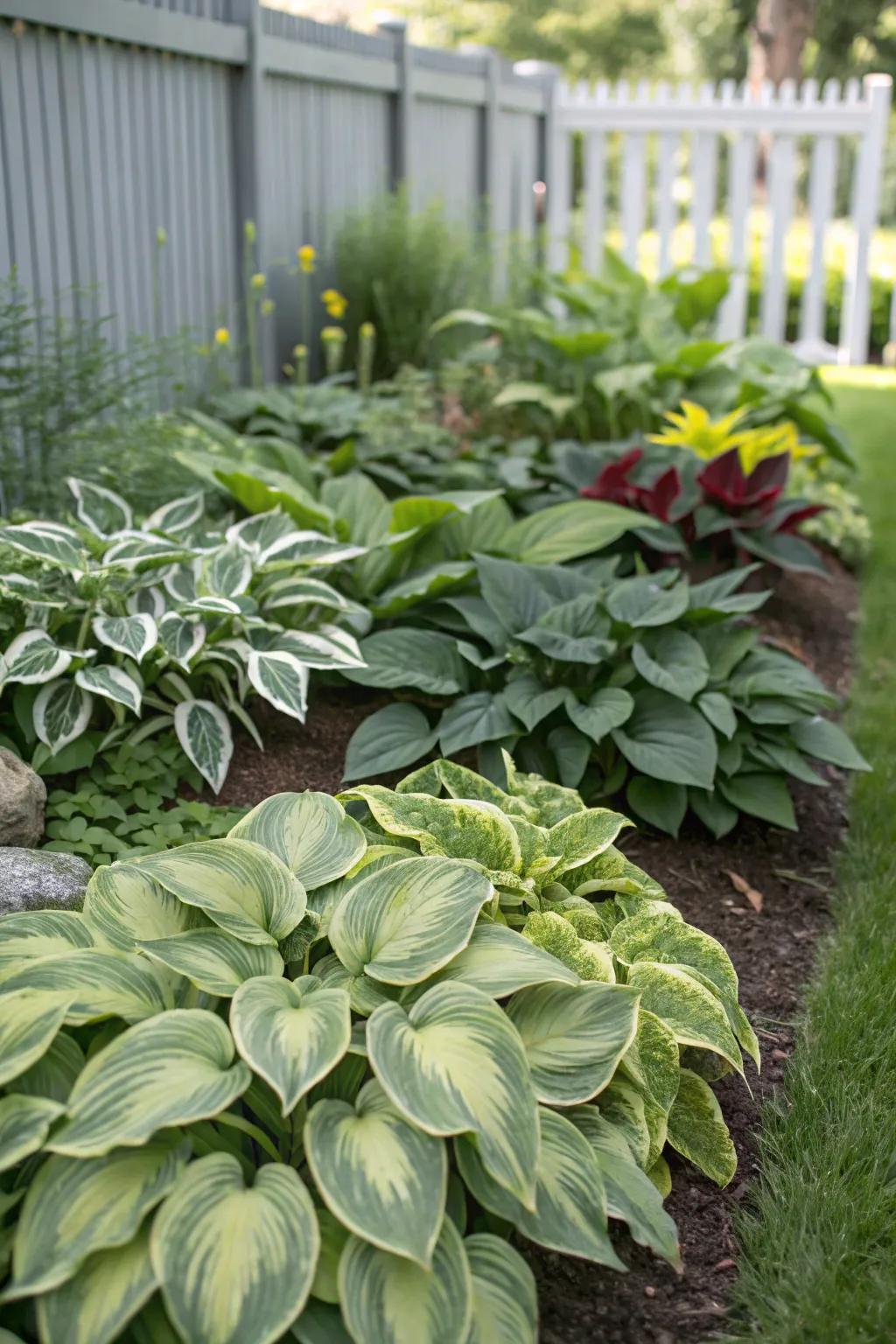 A mix of hosta types brings different textures and hues to your garden.
