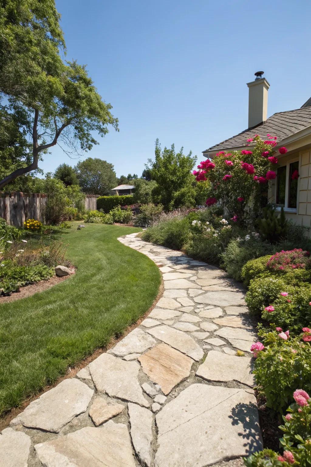 Stone walkways impart arrangement and elegance.