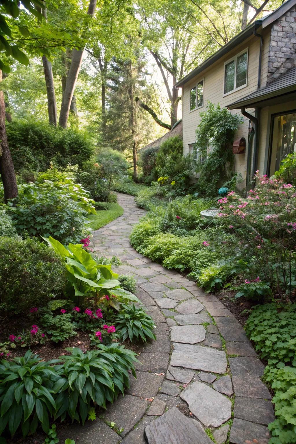 A gravel path provides structure and access throughout the garden.