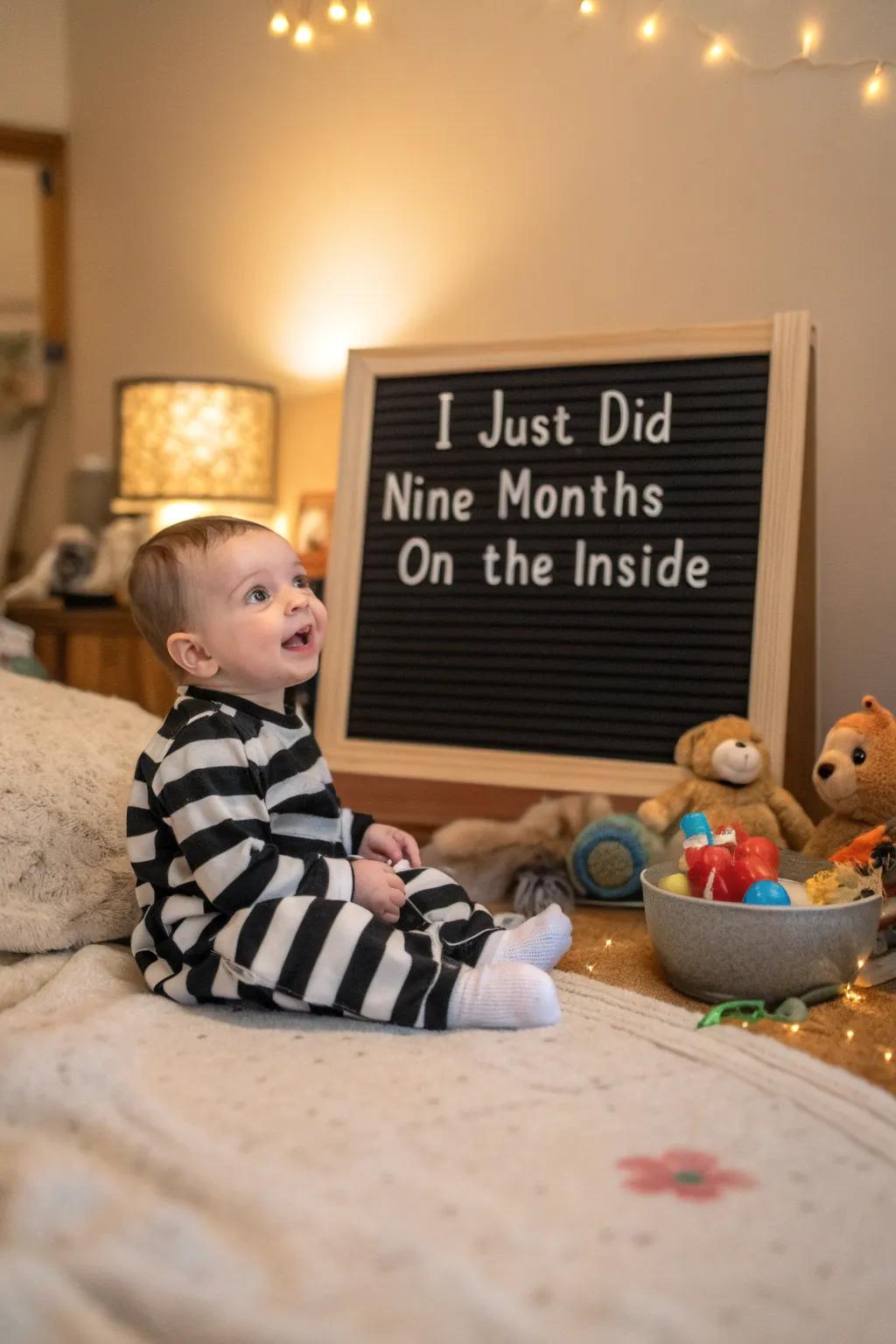 A funny take on the baby's adventure from the womb to the outside world.