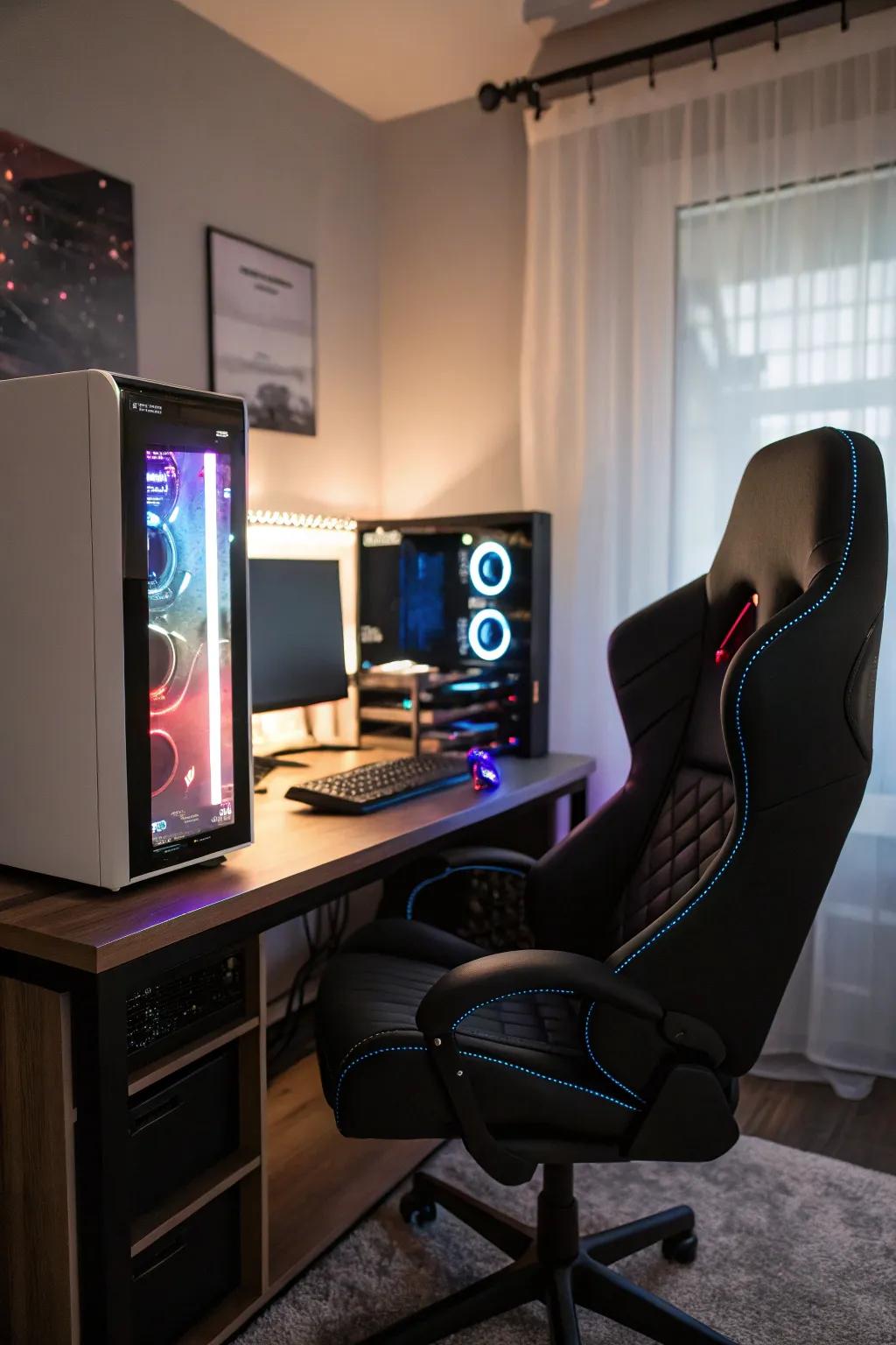A custom PC gaming station furnished with superior equipment.