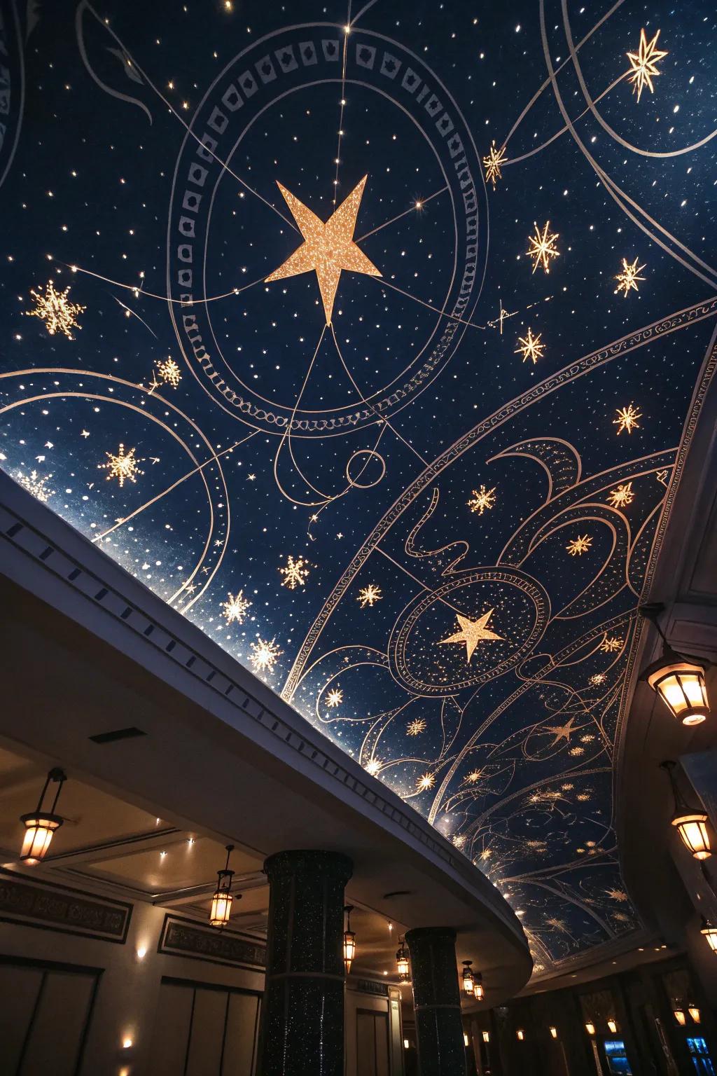 Welcome the cosmos into your gaming room with a celestial ceiling.
