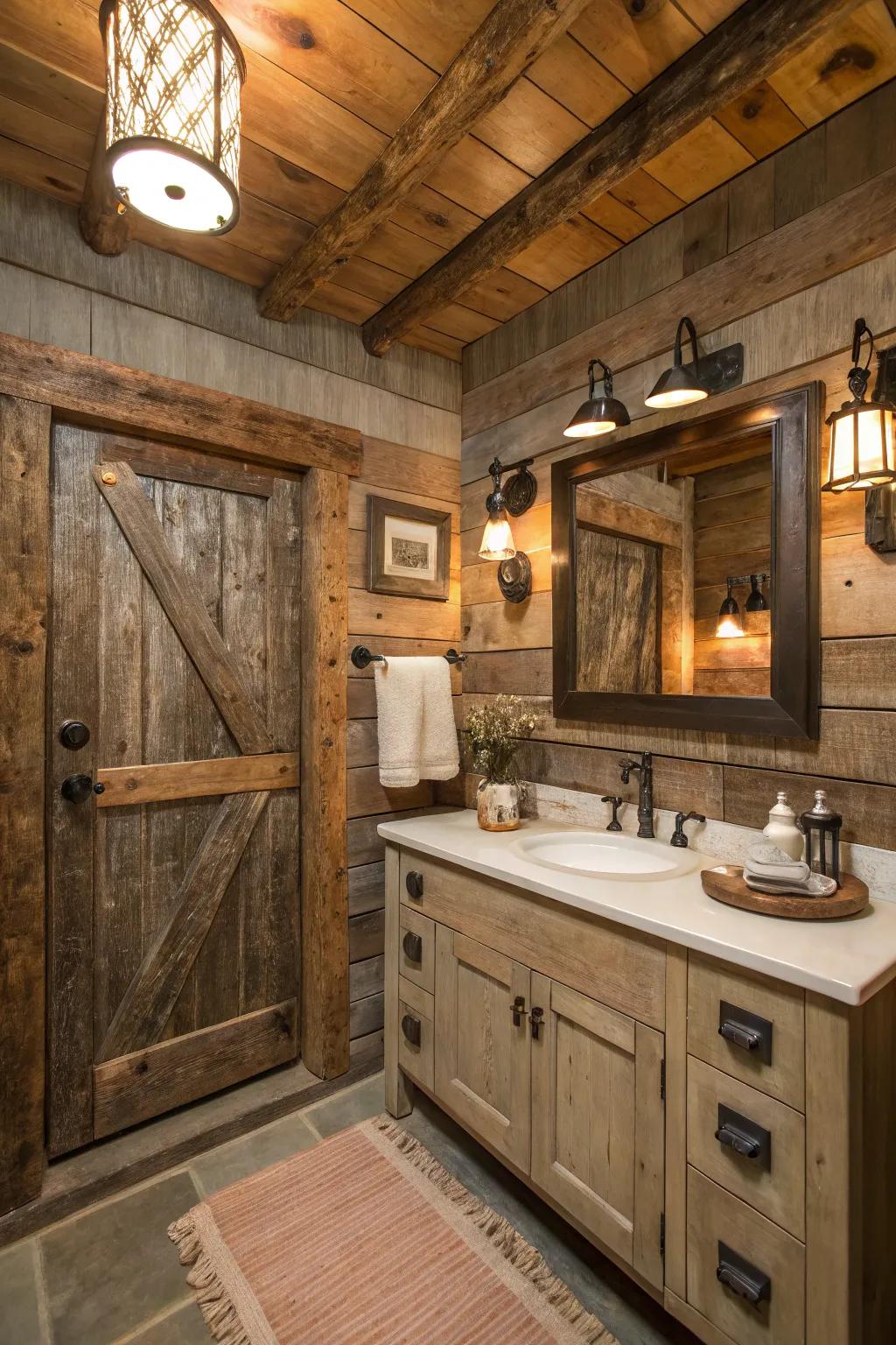 Rustic elements transform a space into a cozy countryside retreat.