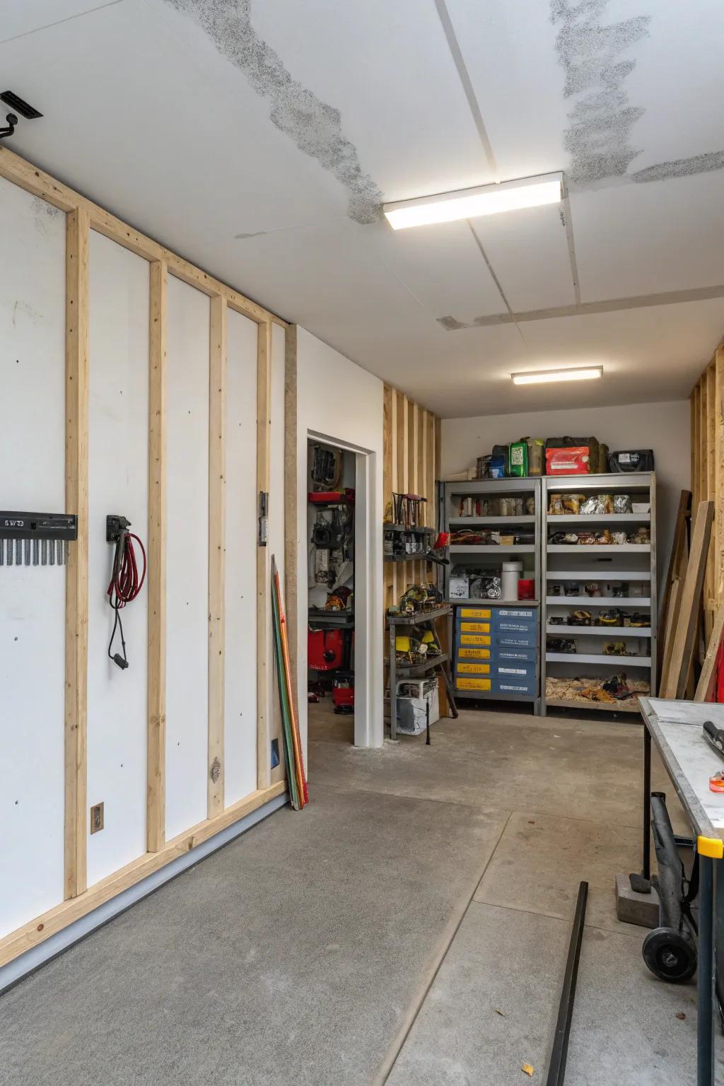 Timber frame walls institute a defined and permanent separation in your garage.