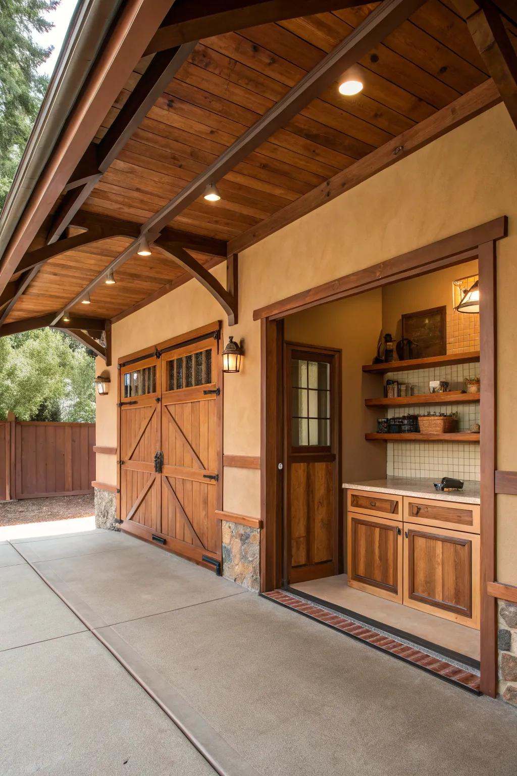 Natural tones bring warmth into your garage.
