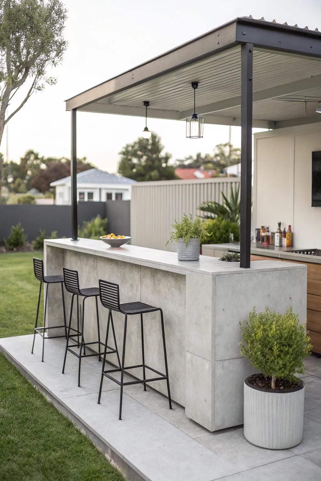 An elegant and contemporary minimalist garden bar.