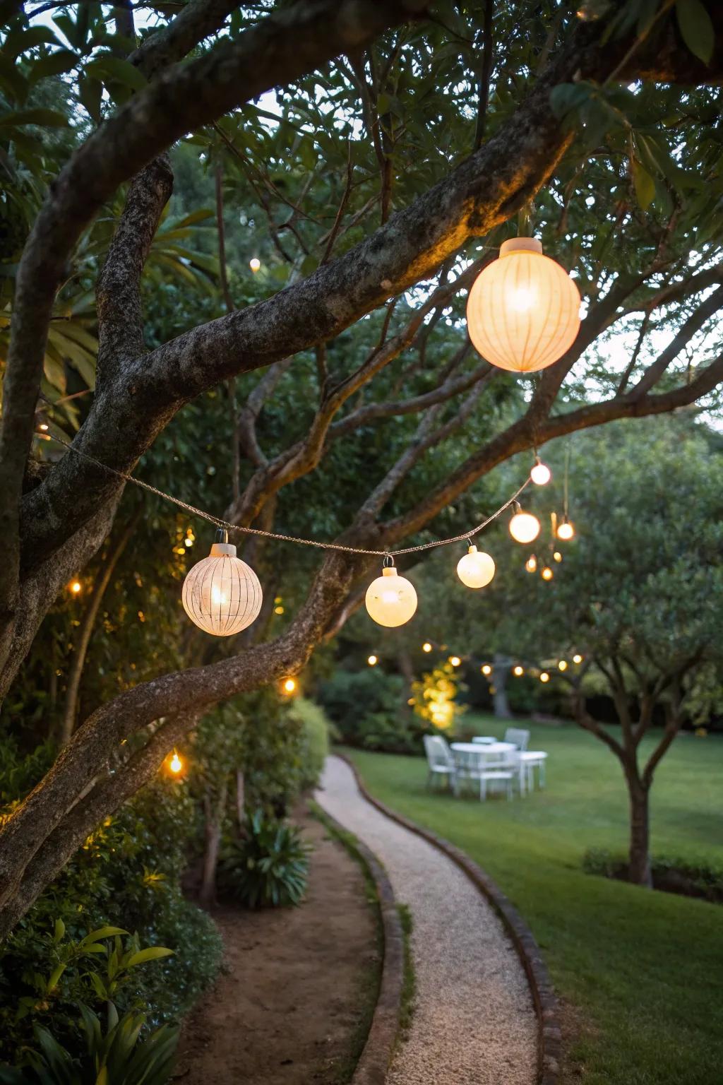 Bring an element of enchantment with suspended sphere lights.