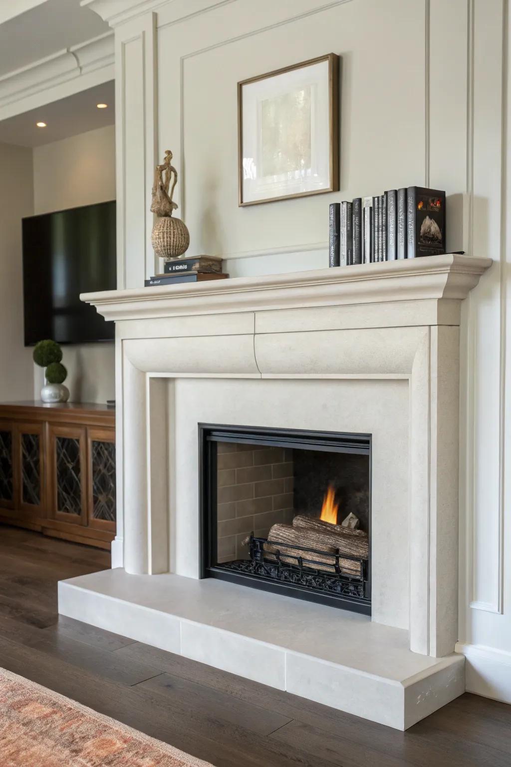 Elegance simplified with a minimalist mantel.