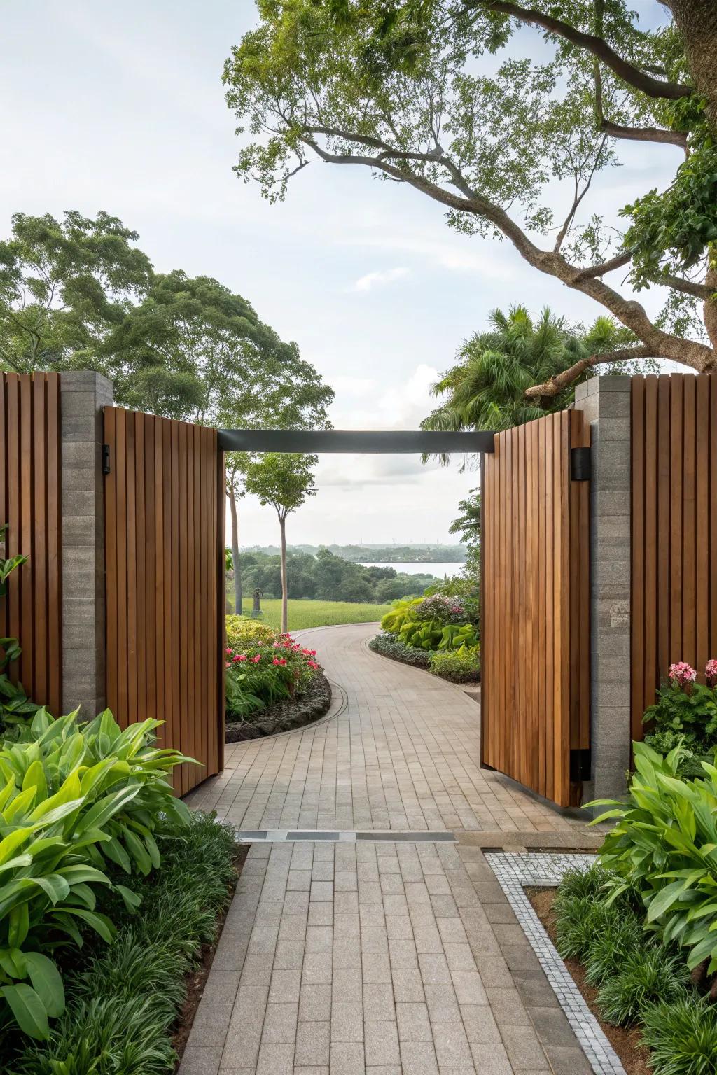 Welcoming entrance showcasing wood panels.