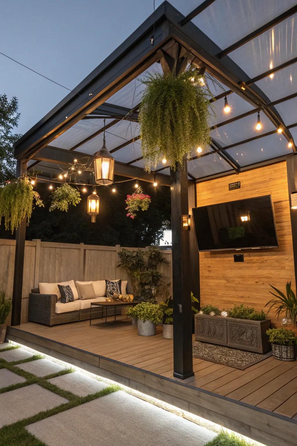 Ceiling mounts smoothly integrate your TV into the gazebo's design.