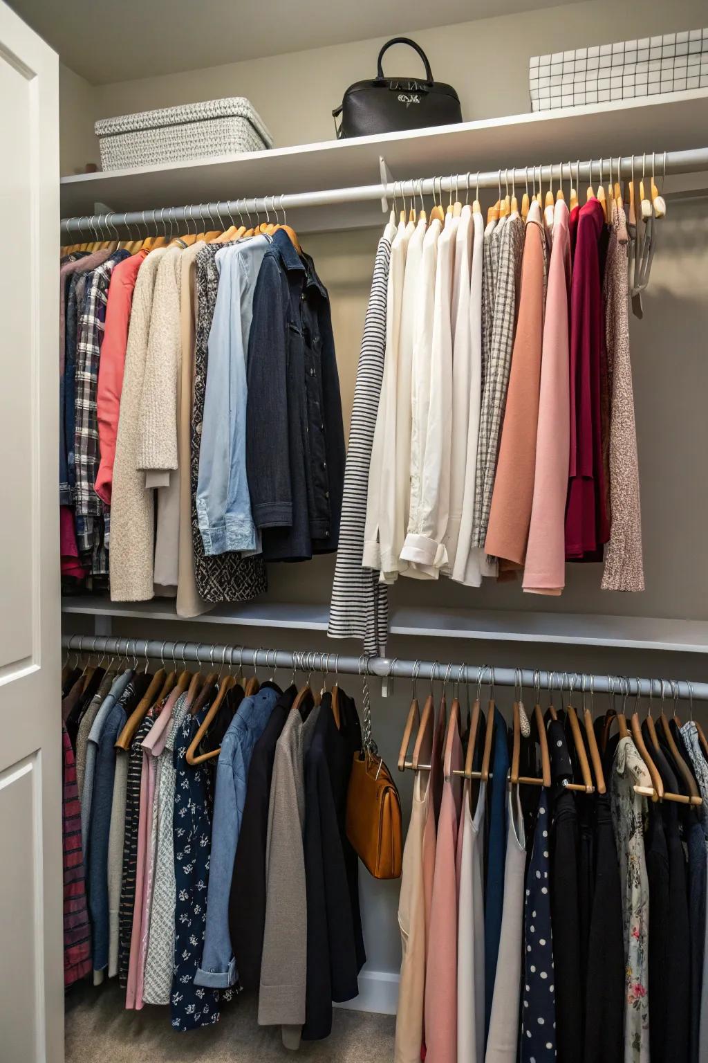 Double rods: unlocking your closet's hidden potential.