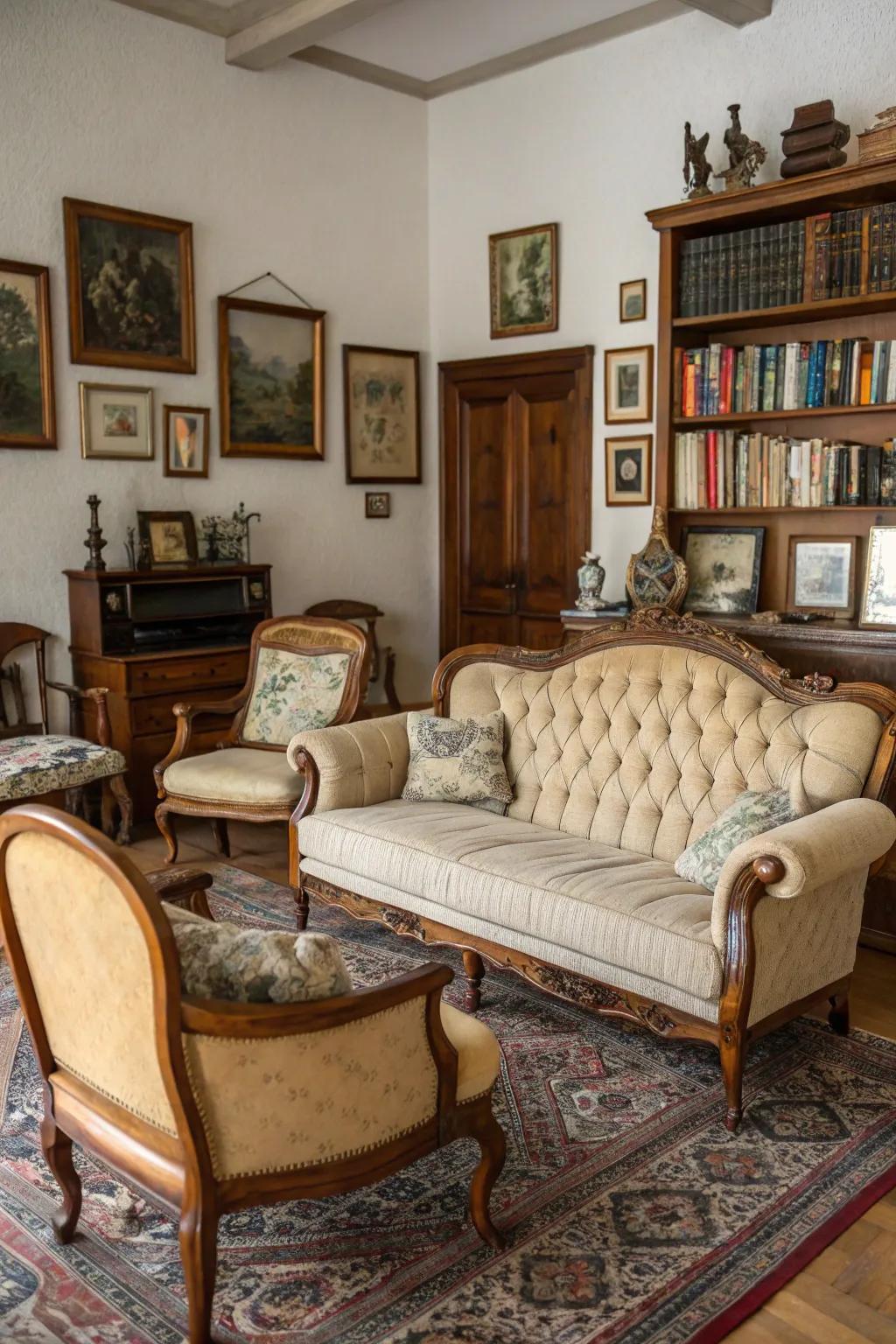 Venerable furnishings lend enduring elegance to a gothic-themed environment.