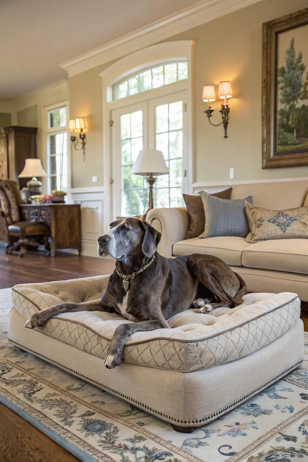 Sofa-style beds perfectly merge luxury and comfort for your Great Dane.