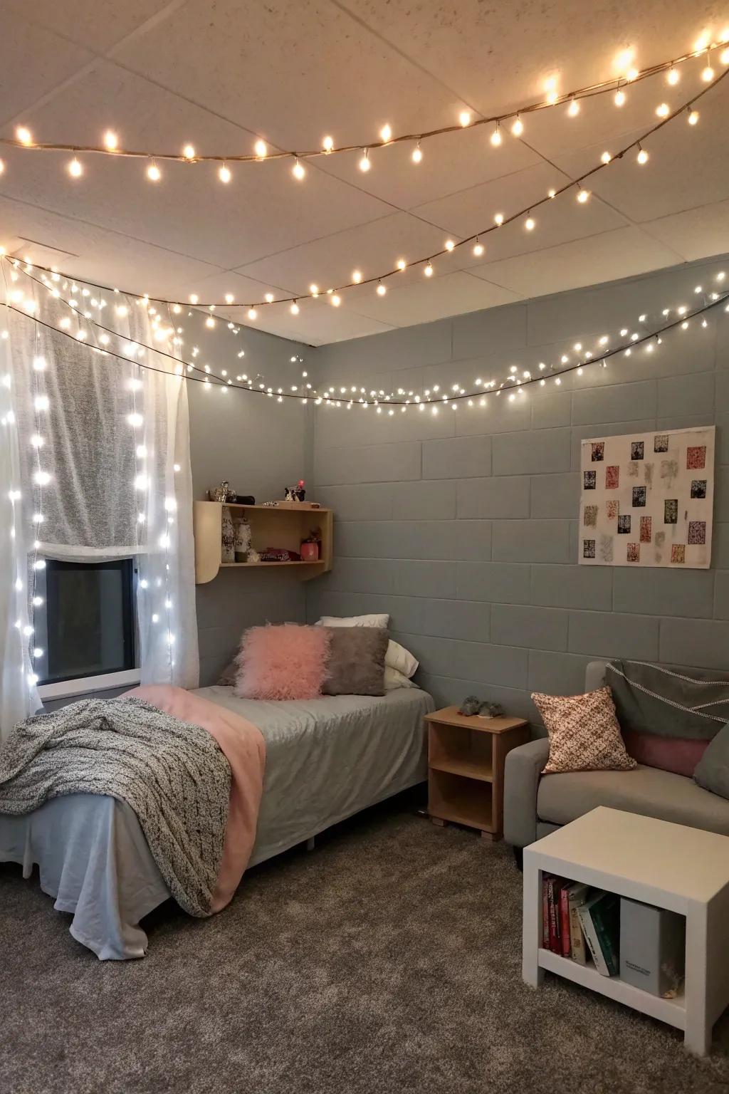 Twinkle lights: instant mood lift.