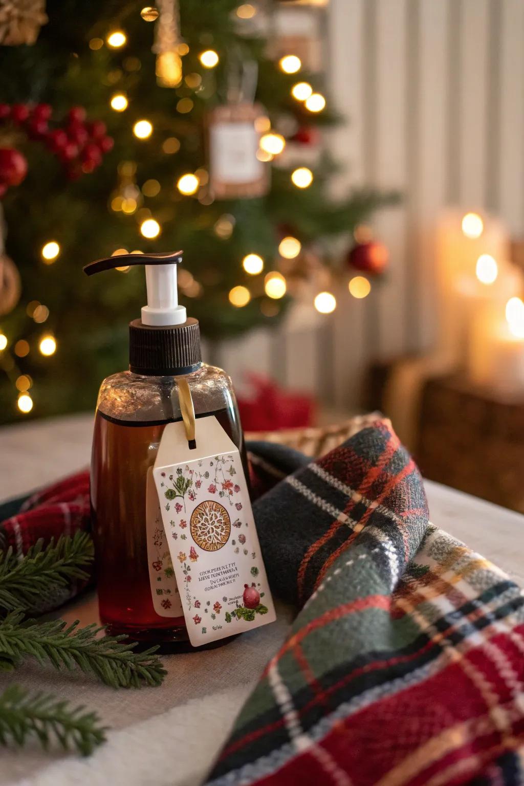 Hand cleanser with a tailored label for a special feeling