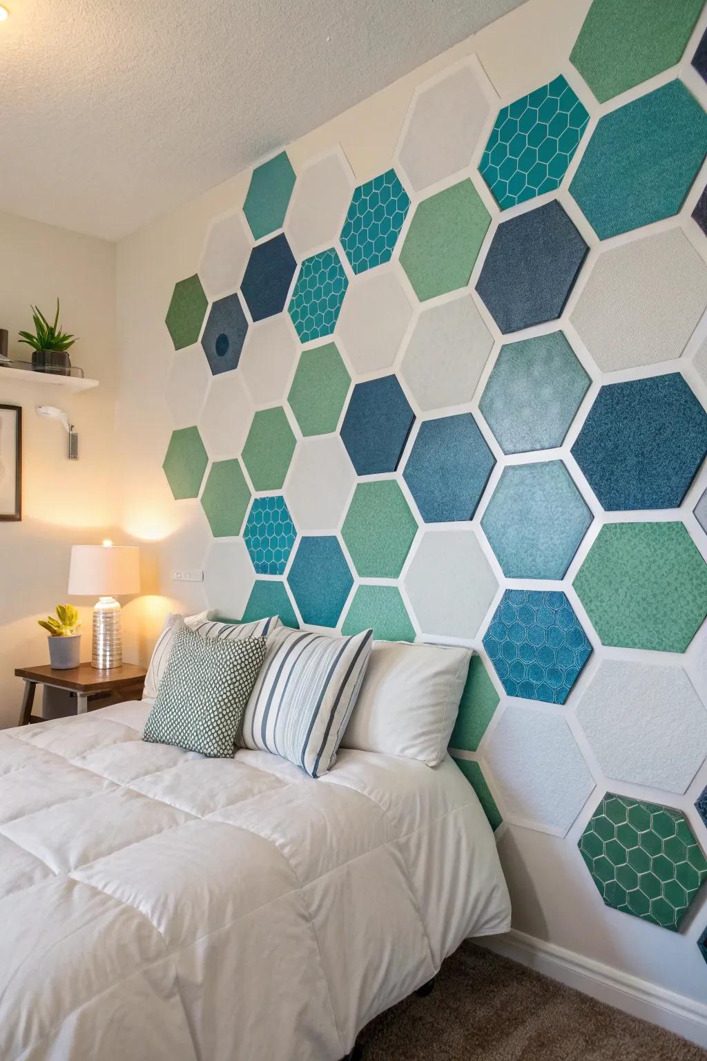 Brightly colored hexagons bring vibrancy and spirit to your walls.