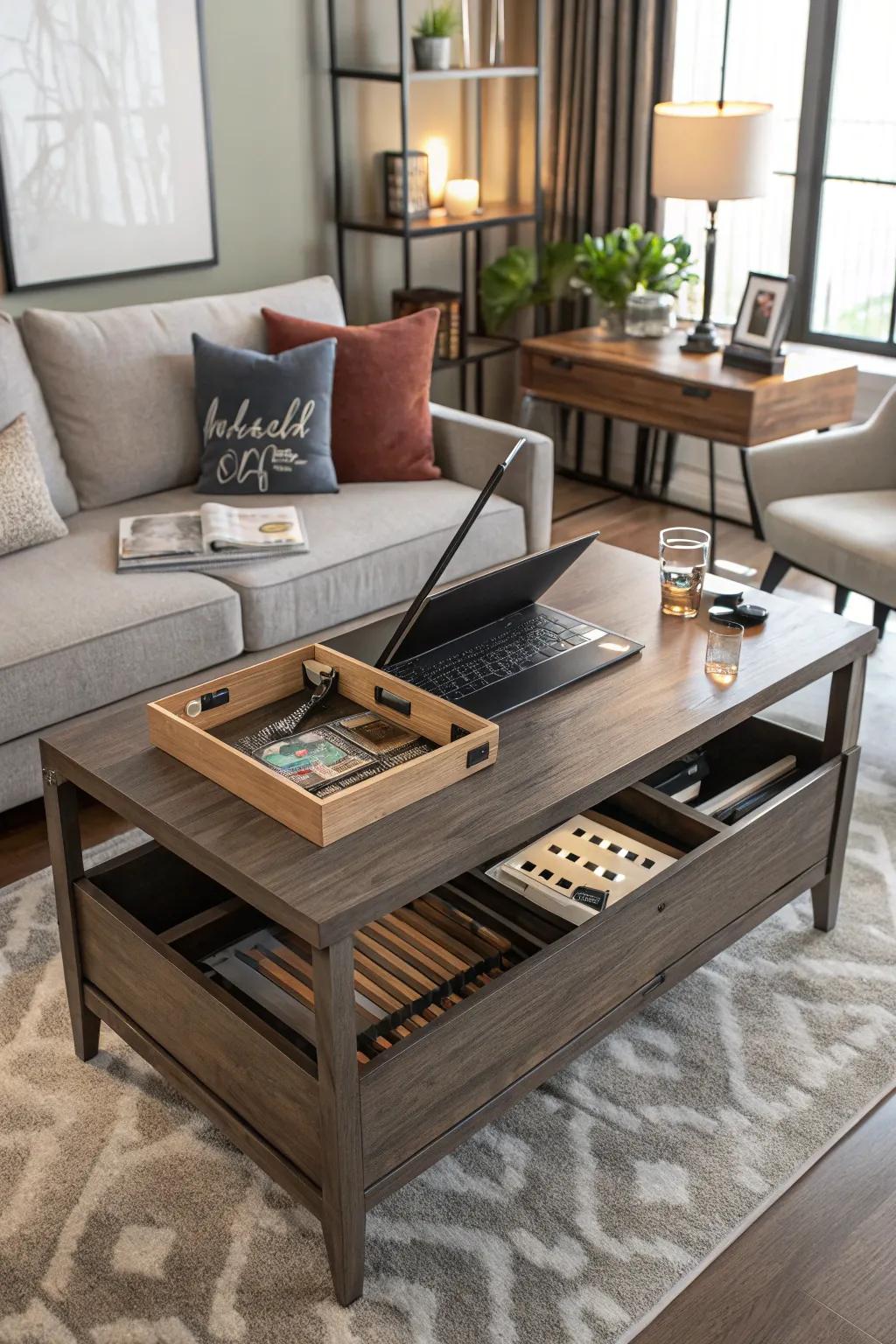 Stylish and practical coffee table boasting hidden storage